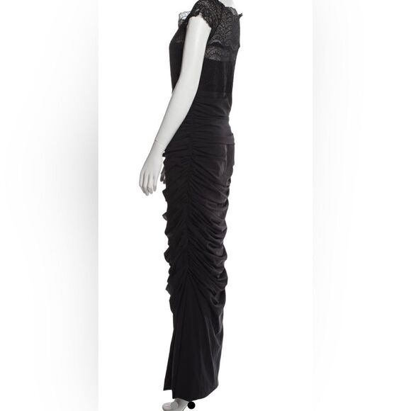 Chiara Boni Black Lace Ruched Evening Gown Size US 4 - Picture 3 of 8